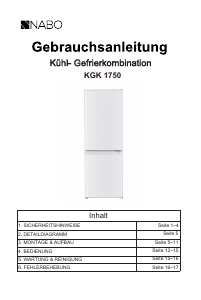 Bedienungsanleitung NABO KGK 1750 Kühl-gefrierkombination