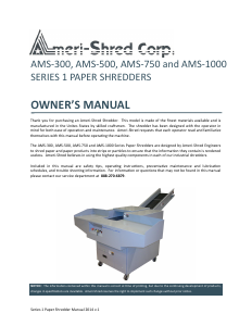 Handleiding Ameri-Shred AMS-300 Papiervernietiger