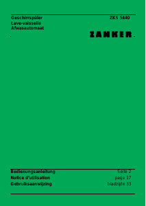 Bedienungsanleitung Zanker ZKS 5440 X Geschirrspüler