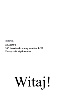 Instrukcja BenQ G2400WT Monitor LCD