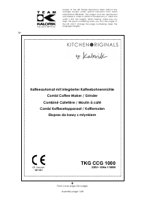 Bedienungsanleitung Kalorik TKG CCG 1000 KTO Kaffeemaschine