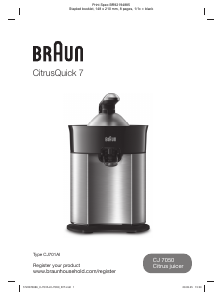 Brugsanvisning Braun CJ 7050 BK CitrusQuick 7 Citruspresser