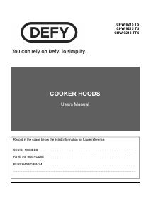 Manual Defy DCH 318 Cooker Hood