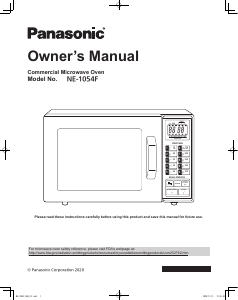 Bruksanvisning Panasonic NE-1054F Mikrovågsugn