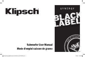 Manual Klipsch Synergy Black Label Sub-100 Subwoofer