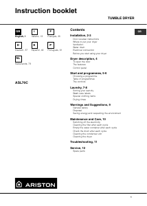 Manual Ariston ASL 70 C Máquina de secar roupa