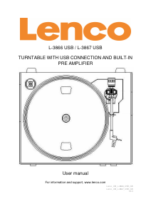 Bruksanvisning Lenco L-3867 USB Skivspelare