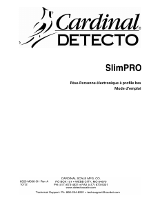 Mode d’emploi Cardinal Detecto SlimPRO Pèse-personne