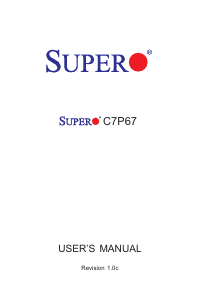 Manual Supermicro C7P67 Motherboard