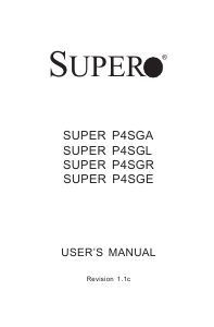 Manual Supermicro P4SGA Motherboard