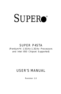 Manual Supermicro P4STA Motherboard