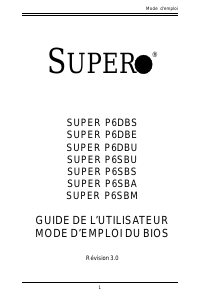 Mode d’emploi Supermicro P6DBS Carte mère