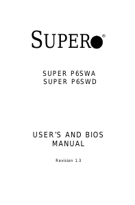 Manual Supermicro P6SWA Motherboard