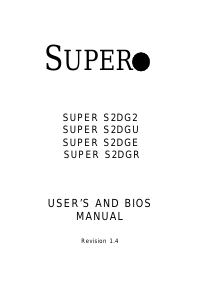 Manual Supermicro S2DGE Motherboard
