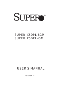 Manual Supermicro X5DPL-iGM Motherboard
