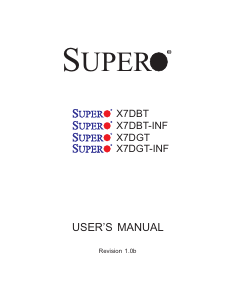 Manual Supermicro X7DBT Motherboard