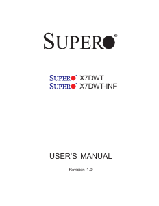 Manual Supermicro X7DWT Motherboard