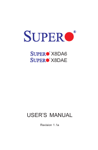 Manual Supermicro X8DA6 Motherboard