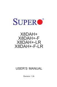 Manual Supermicro X8DAH+-F Motherboard