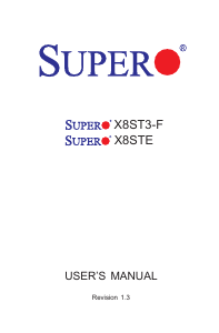 Manual Supermicro X8STE Motherboard