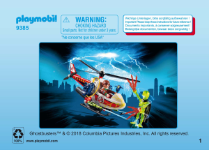 Mode d’emploi Playmobil set 9385 Ghostbusters Venkman avec hélicoptère