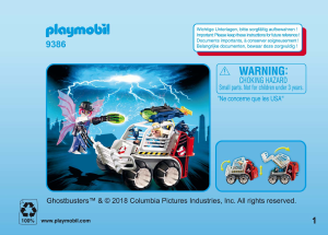 Manual Playmobil set 9386 Ghostbusters Spengler with cage car