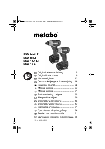 Manuale Metabo SSD 144 LT Trapano avvitatore