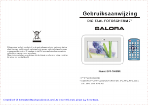Bruksanvisning Salora DPF-7003MR Digital fotoram