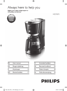 Brugsanvisning Philips HD7693 Kaffemaskine
