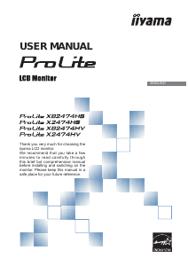 Manual iiyama ProLite X2474HS LCD Monitor