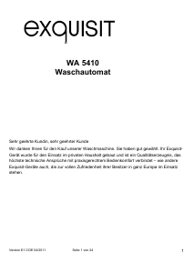 Bedienungsanleitung Exquisit WA 5410 Waschmaschine