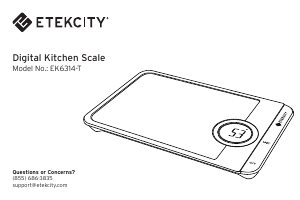 Manual Etekcity EK6314-T Kitchen Scale