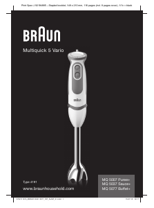 Manual Braun MQ 5007 Puree+ Multiquick 5 Vario Blender de mână