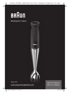 Посібник Braun MQ 5177 Buffet+ Multiquick 5 Vario Ручний блендер