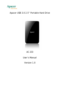 Handleiding Apacer AC 233 Harde schijf