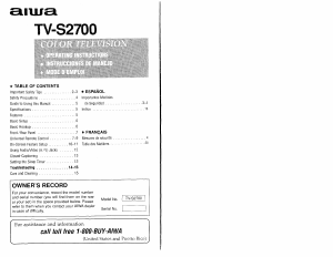 Bruksanvisning Aiwa TV-S2700 TV