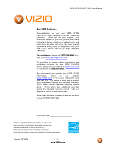 Handleiding VIZIO VP504 Plasma televisie