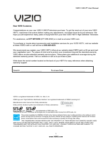 Bruksanvisning VIZIO E260VP LED TV