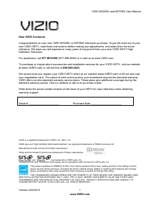 Bruksanvisning VIZIO M370NV LED TV