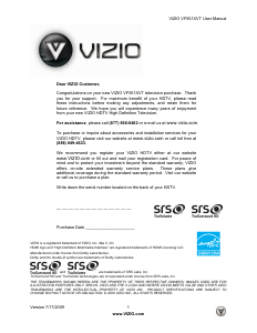 Bruksanvisning VIZIO VF551XVT LED TV
