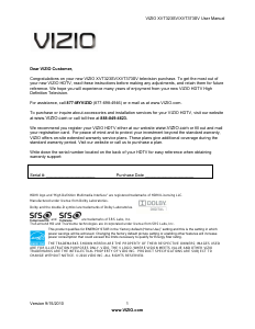 Bruksanvisning VIZIO XVT373SV LED TV