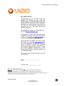 Bruksanvisning VIZIO GV42L LCD TV