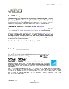 Bruksanvisning VIZIO M370VT LCD TV