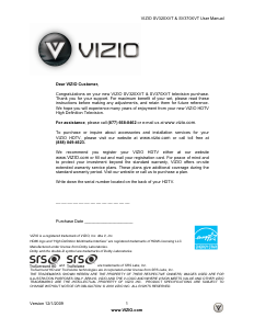 Bruksanvisning VIZIO SV370XVT LCD TV