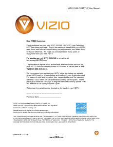 Bruksanvisning VIZIO VA22LF LCD TV