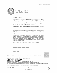 Bruksanvisning VIZIO VF550M LCD TV