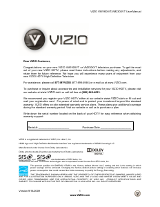 Bruksanvisning VIZIO VM230XVT LCD TV