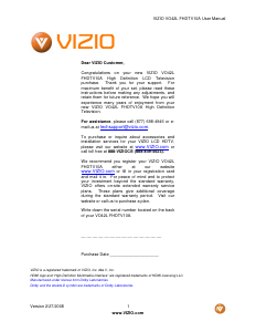 Handleiding VIZIO VO42L LCD televisie