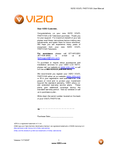 Bruksanvisning VIZIO VO47L LCD TV