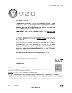 Bruksanvisning VIZIO VO320E LCD TV